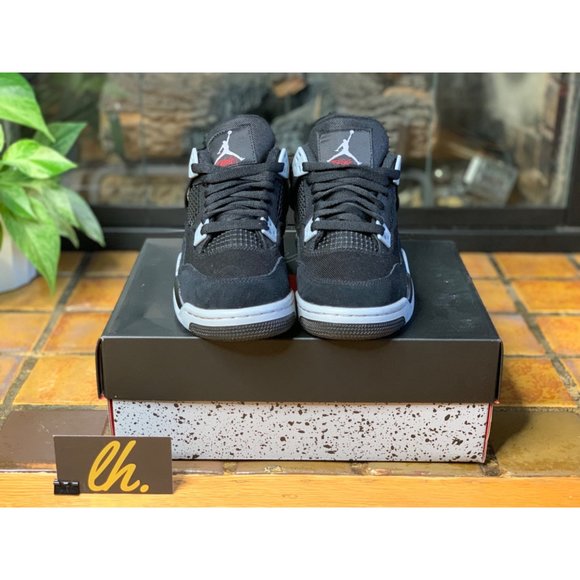 Youth 7y Air Jordan 4 Retro “Black Canvas” Athletic Basketball Sneakers DV0553-0 - Picture 3 of 8